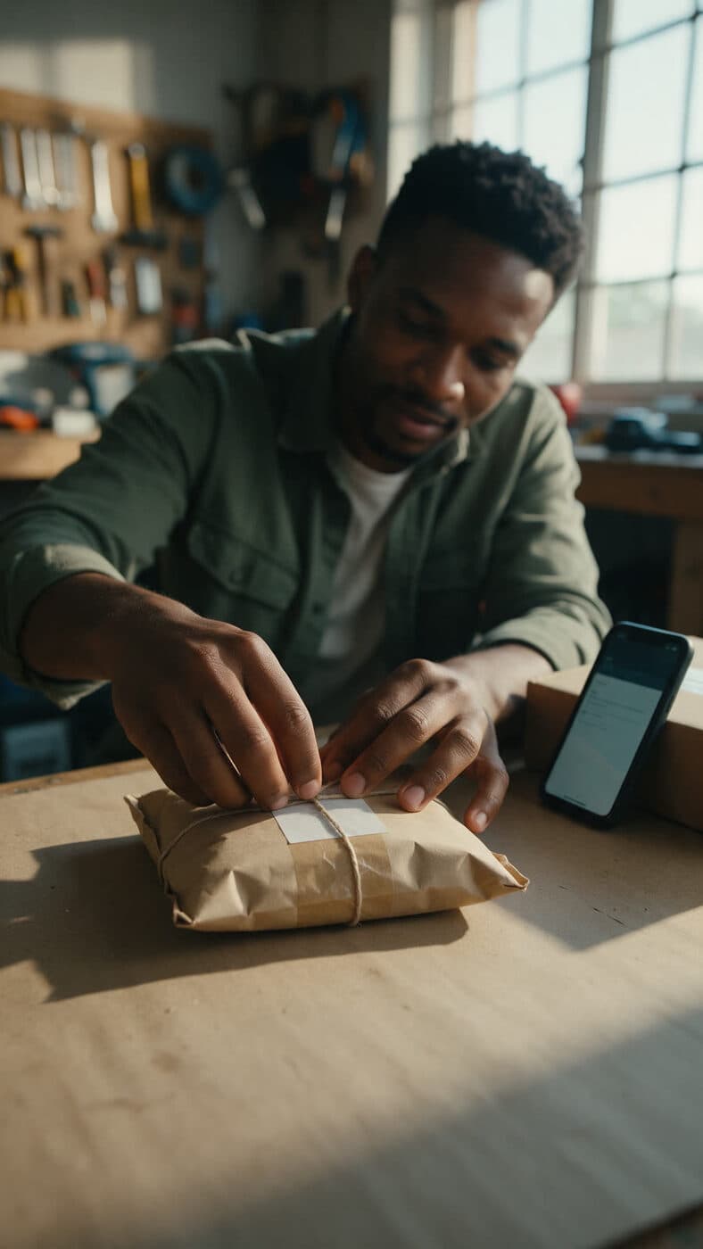A man packing a box