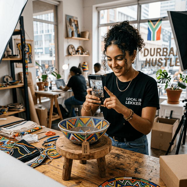 A maker photographing her products for her shop